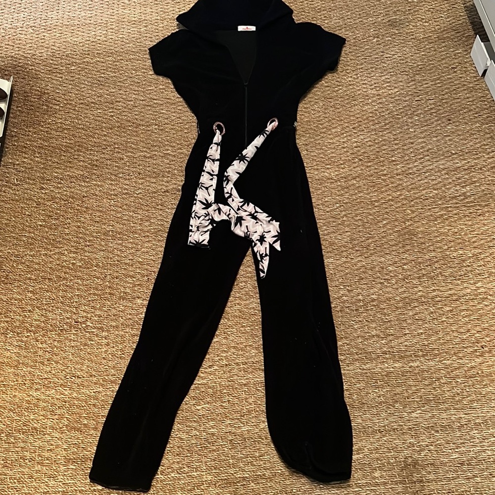 Black terry cloth jumpsuit